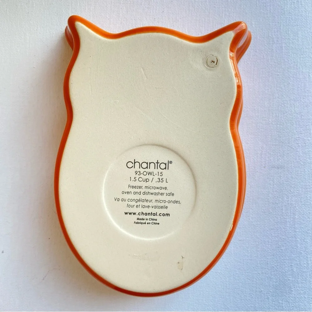 Chantal orange owl 1.5 cup baking serving dish ceramic freezer oven microwave